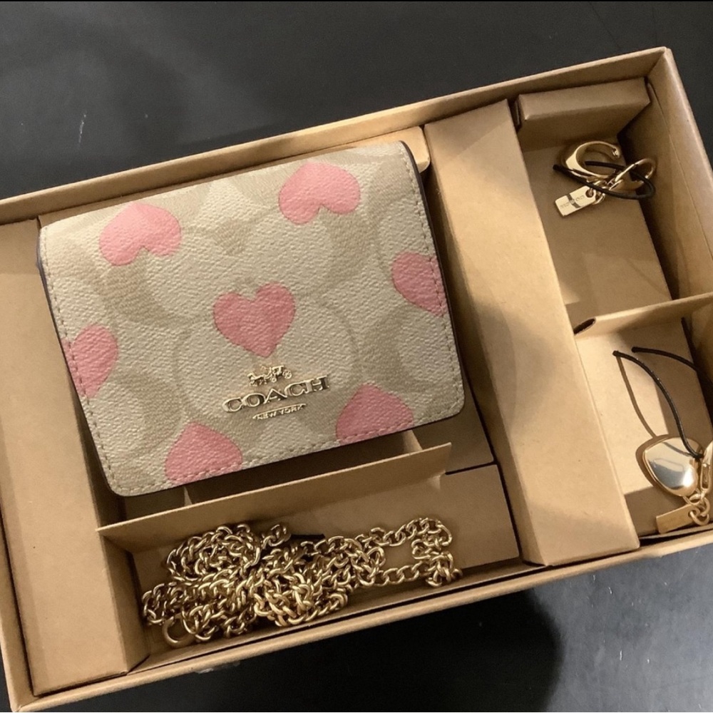 Coach heart wallet on a chain in box NWT